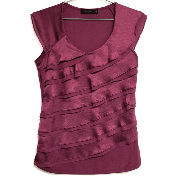 The Limited Tops - THE LIMITED Raspberry shimmery layered tank, sz S